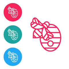 Red line Hive for bees icon isolated on white background. Beehive symbol. Apiary and beekeeping. Sweet natural food. Set icons in circle buttons. Vector