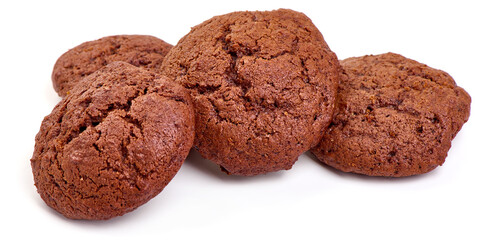 Chocolate cookies, isolated on white background. High resolution image