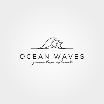 line art wave icon logo vector symbol minimal illustration design, ocean creative logo design