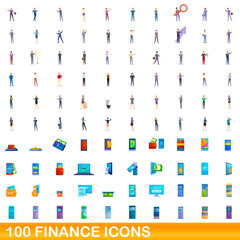 100 finance icons set. Cartoon illustration of 100 finance icons vector set isolated on white background