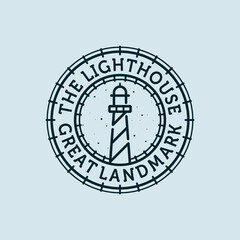 Lighthouse Vector Illustration Logo Design. Lighthouse or Beacon Premium Logo Design. Ocean, Beacon and Lighthouse Logo Concept Inspiration. Modern and Minimalist Nautical Logo Concept