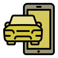 Phone car sharing icon. Outline Phone car sharing vector icon for web design isolated on white background