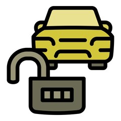 Unlock car sharing icon. Outline Unlock car sharing vector icon for web design isolated on white background