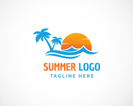 sun logo energy creative logo summer day beach creative logo