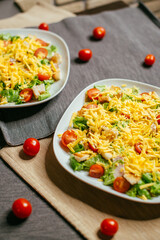 salad with cheese on a plate