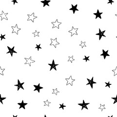 Star doodle seamless pattern. Background texture.