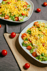 salad with cheese on a plate