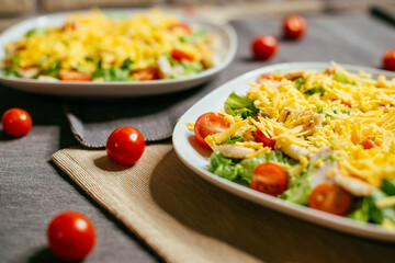salad with cheese on a plate