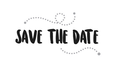 Save the date, calligraphic typography text design. Party or event invitation lettering type.