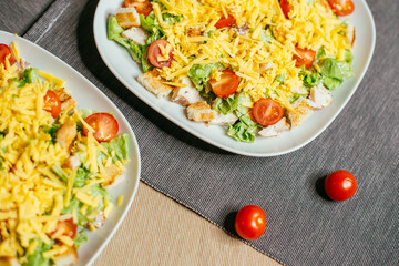 salad with cheese on a plate