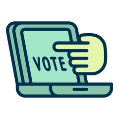 Laptop online vote icon. Outline Laptop online vote vector icon for web design isolated on white background