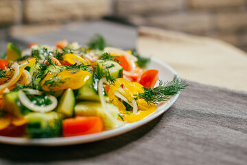 summer vegetable salad on a plate