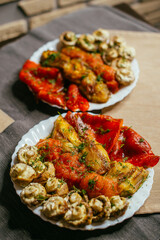 grilled vegetables and mushrooms