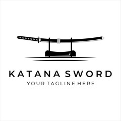 katana sword logo vintage vector illustration design. simple modern japanese sword of katana logo concept template emblem illustration vector design