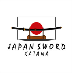 katana sword logo vintage vector illustration design. modern japanese sword of katana logo concept template emblem illustration vector design