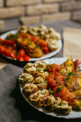 grilled vegetables and mushrooms