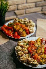 grilled vegetables and mushrooms