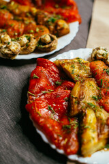 grilled vegetables and mushrooms