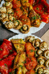 grilled vegetables and mushrooms