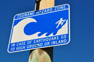 Tsunami hazard zone sign - Monterey California, US