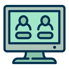 Pc online vote icon. Outline Pc online vote vector icon for web design isolated on white background