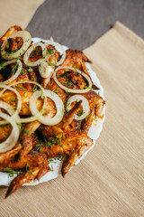 grilled chicken wings with vegetables