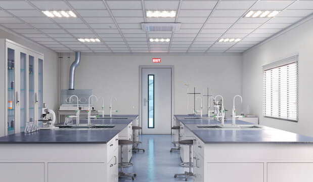 Interior of laboratory workplace. 3d illustration