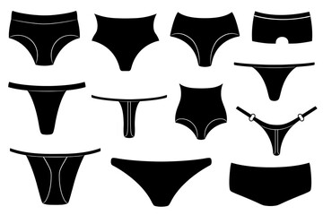 Collection of different women underwear isolated on white