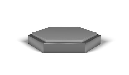 Realistic 3d posium textured in metal material isolated on white background.