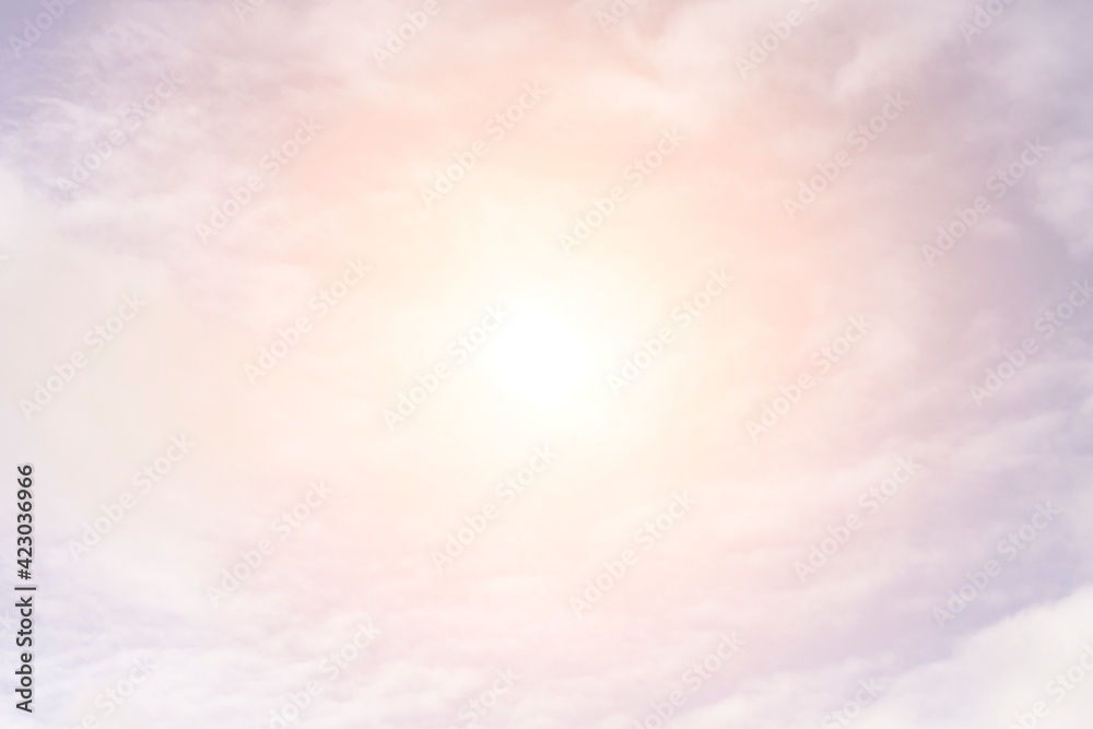 Poster sky with clouds and bright sun. bright consecration