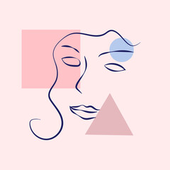 Woman portrait in modern abstract style. Hand drawn illustration for your contemporary fashion design.