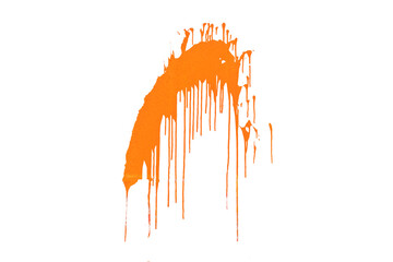orange stain of paint with smudges isolated on a white background