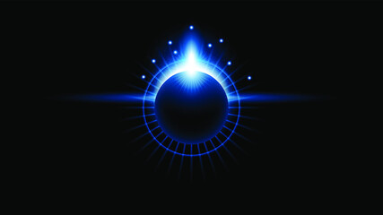 Sun Eclipse Color Fire Dark Background Vector Moon Design Style Space Science Glow Light