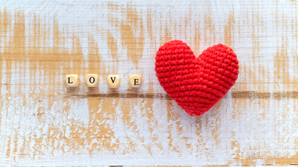 Hand made red heart composition
