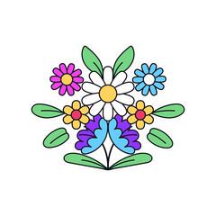 Isolated bouquet of daisy flowers - Vector illustration
