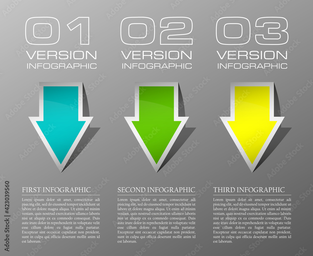 Poster vector 3 arrow banners business infographic process diagram compare service banner presentatoin. thr