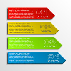 Information infographic statistic vector presentation. Graphic composition for your business presentations. Four glossy strip for your annotations. Four color sticker for registration of proposals