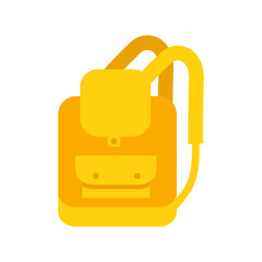 Yellow backpack illustration. Vector isolated on white.