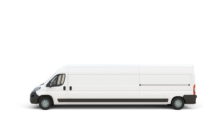 very long white transport van