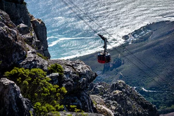 Crédence de cuisine en verre imprimé Montagne de la Table Cable Car to Table Mountain