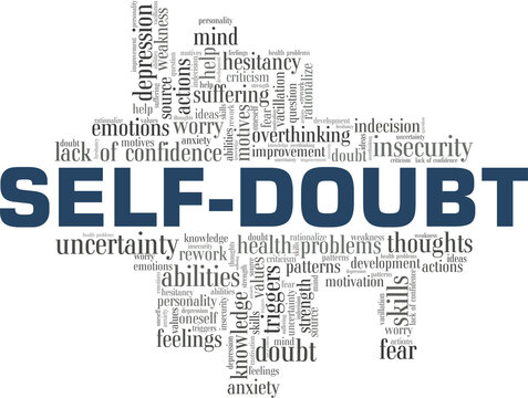Self-doubt vector illustration word cloud isolated on a white background.