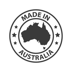 Made in Australia icon. Stamp made in with country map