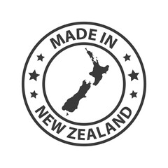 Made in New Zealand icon. Stamp made in with country map