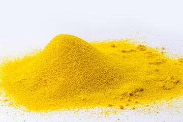 indian spice of turmeric powder, ground turmeric powder, pile of curry