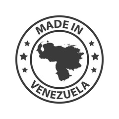 Made in Venezuela icon. Stamp made in with country map