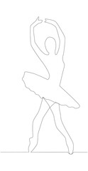 Self drawing animation of continuous line drawing of woman ballet dancer