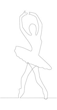 Self drawing animation of continuous line drawing of woman ballet dancer