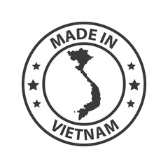 Made in Vietnam icon. Stamp made in with country map