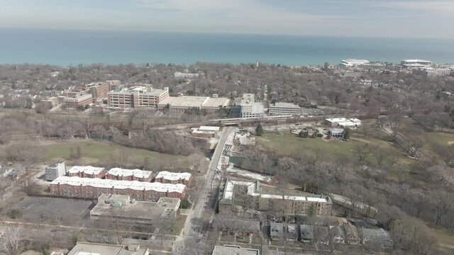 Flying Over Northwestern's Campus In Evanston, IL.