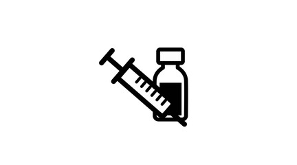 Vaccine Icon. Vector isolated illustration of a syringe and a vial of vaccine